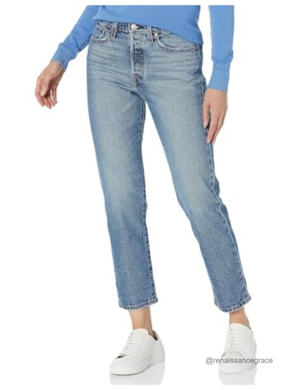 Levi's Wedgie Straight Jeans High Rise Button Fly Cotton Blend Denim - 28"